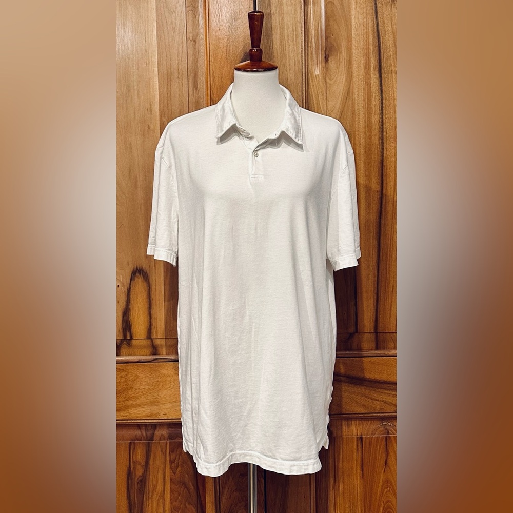 James Perse Standard White Supima Cotton Polo Shirt - EUC - 4 - US Men’s XL
